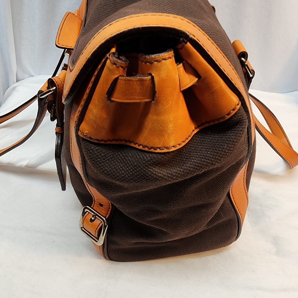 Prada Authentic Vintage Canvas & Leather Bowling Bag Purse Made in Italy!  🇮🇹 - Picture 8 of 15